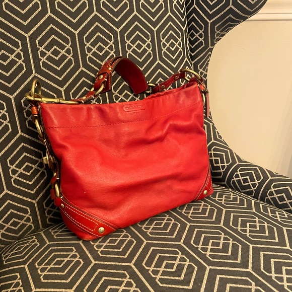 Red leather Coach hobo shoulder bag - perfect condition - Picture 2 of 10